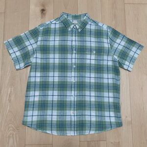 Original Weatherproof Vintage Green Plaid Linen Cotton Short Sleeve Shirt XL